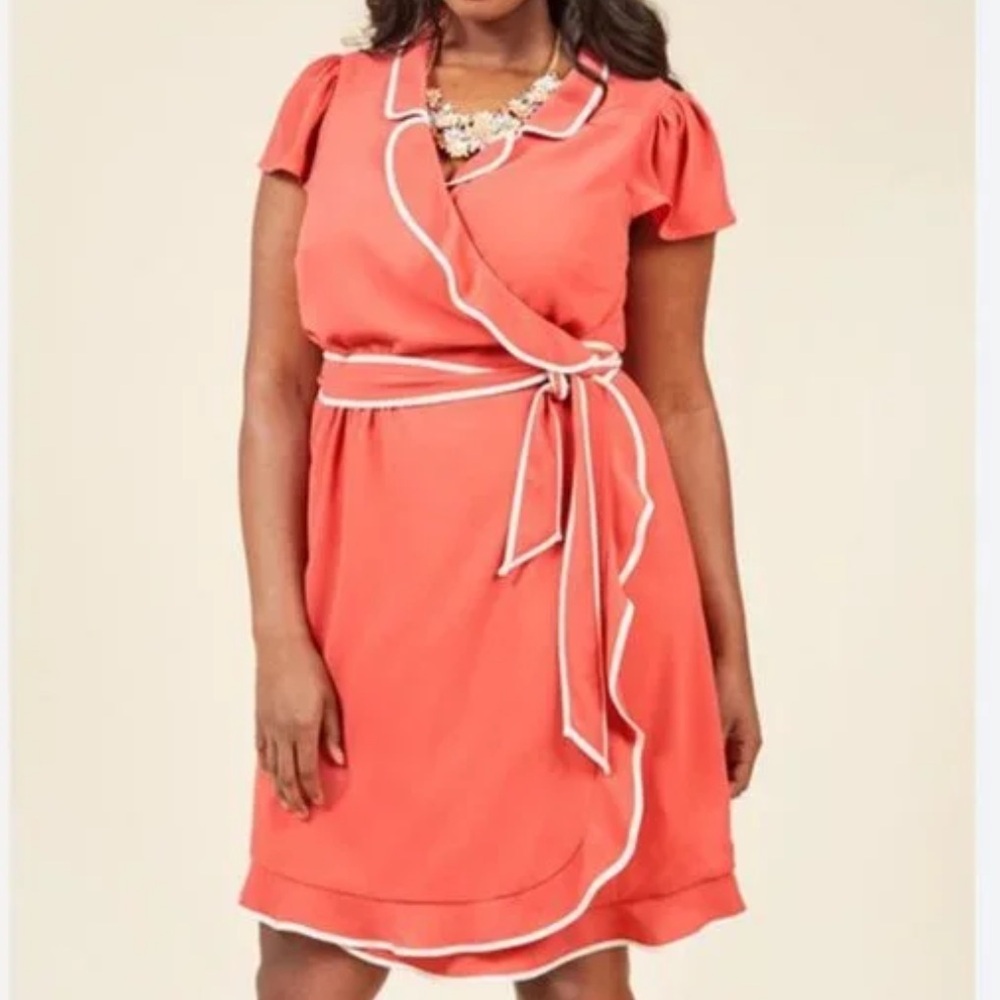 ModCloth Coral Wrap 1X Dress